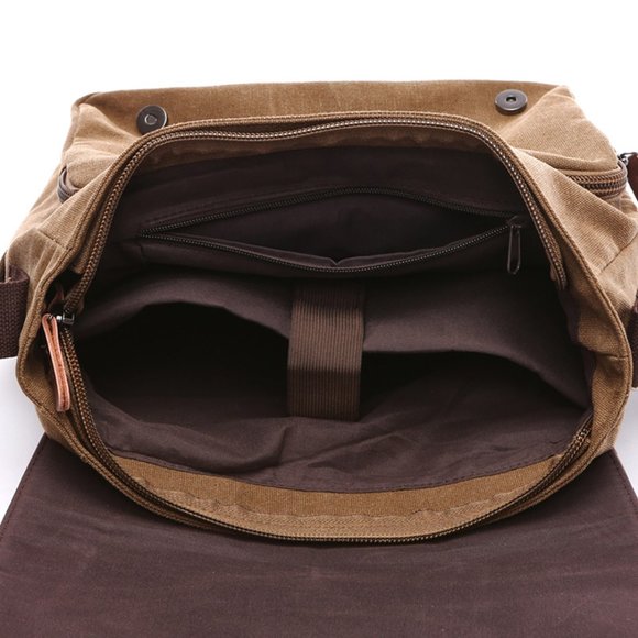 Canvas crossbody messenger bag with front zipper - Picture 3 of 8